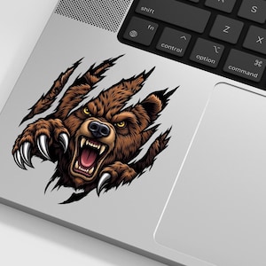 Create eye-catching stickers with this Fierce Bear Chicago PNG illustration. Designed with a powerful bear face, sharp claws, and aggressive expression, this artwork is perfect for vinyl stickers, decals, laptops, water bottles, skateboards, and phone cases.