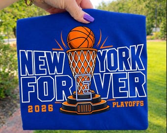 New York Forever Basketball PNG, 2026 Playoffs T Shirt Design, Orange Blue Hoop PNG