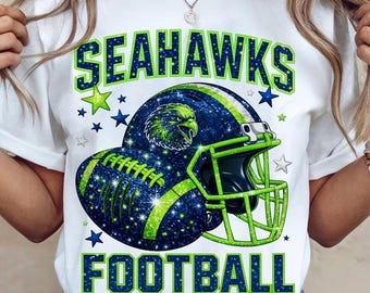 Seahawks Football Sublimation PNG | Glitter Sports Design | Game Day Art