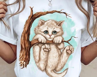 Hang In There Baby Cat PNG | Motivational Cat Clipart | Printable Sumblimation