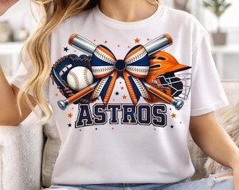 Astros Baseball Cheer Bow PNG, Game Day Sports Clipart (Digital Download)