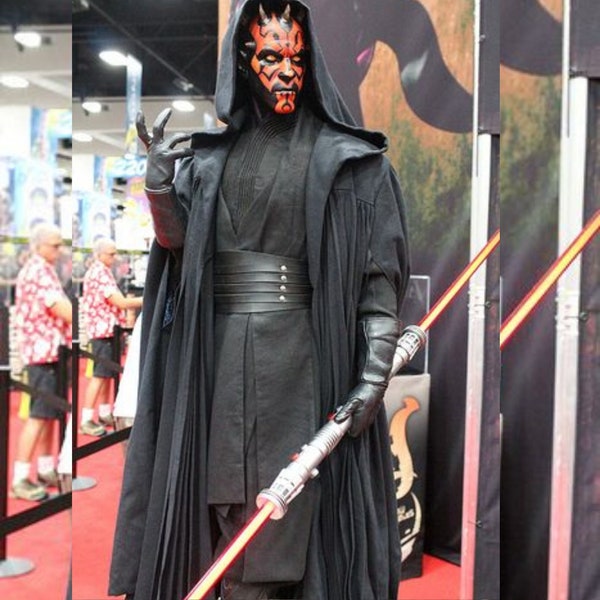 Darth Maul Cosplay Costume, Hooded Sith Lord  Robe Hooded Cloak, Assassin Halloween Carnival Outfits, Theme party Cloak