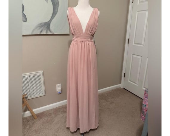 Grecian-inspired Maxi With Pleated Details, V-neck Grecian Dress for Formal  Occasions, Goddess-style Dusty Pink - Etsy