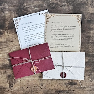 Personalized Love Letter with Wax-Sealed Envelope and Linen Twine Ribbon - Custom Message for Special Occasions, Gift For Her, Gift For Him