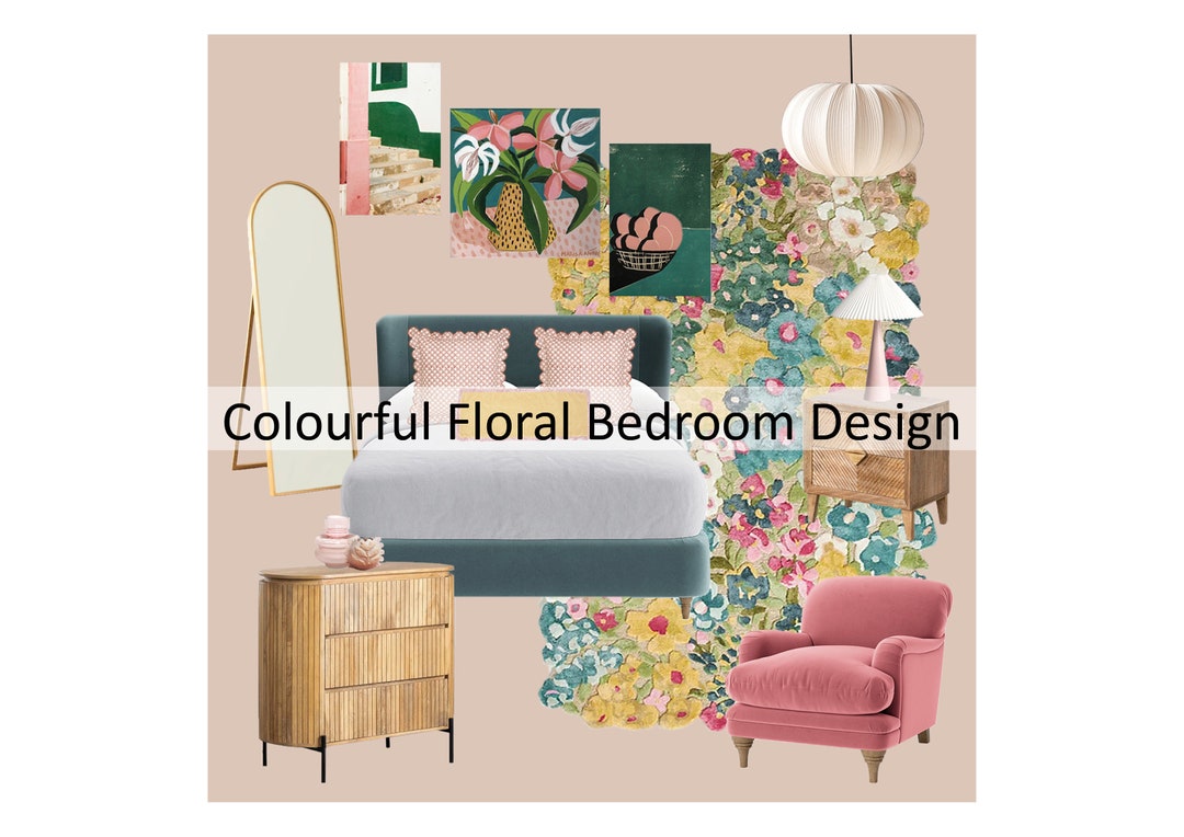 Pre-designed Colourful Floral Bedroom Design | Interior Design ...