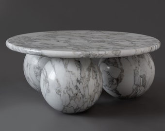 Modern Stone Coffee Table Out Of Marble, Coffee Table Side Table, Boho Mid Century Center Table, Side Table