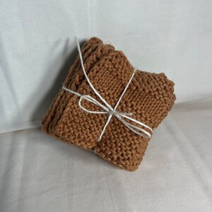 Wash Clothes hand knit, Super Soft 100% Organic Cotton, Great for Hand towels, Makeup removal, washing/drying face, decoration, or a gift Burnt Orange