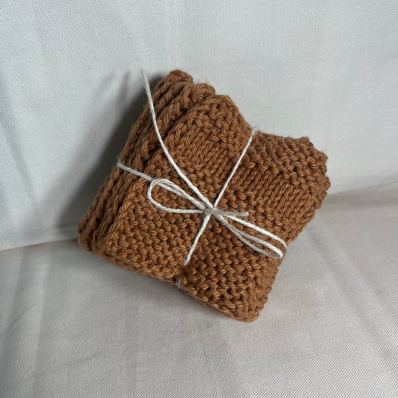 Wash Clothes hand knit, Super Soft 100% Organic Cotton, Great for Hand towels, Makeup removal, washing/drying face, decoration, or a gift Burnt Orange