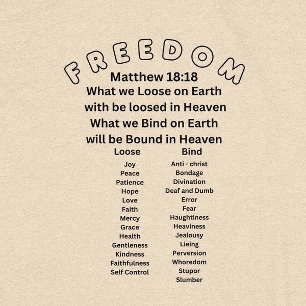 Freedom Typography Christian T-Shirt, Matthew 18:18 Bible Verse, Inspirational Words Tee, Faith and Love Apparel