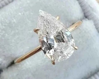 Anillo de compromiso Moissanite de talla pera alargada de 3 CT, anillo de aniversario de solitario, anillo de oro amarillo, anillo nupcial, anillo de propuesta, anillo de promesa.