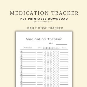 Daily Weekly Medication Tracker, Printable Medicine Log Checklist, Pill Tracker, Health and Wellness Planner, Daily Routine Journal Planner