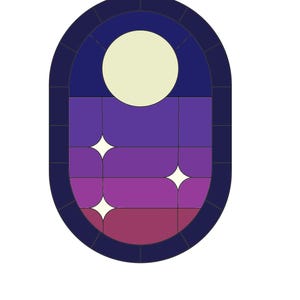 stars and moon tablet shaped stained glass pattern