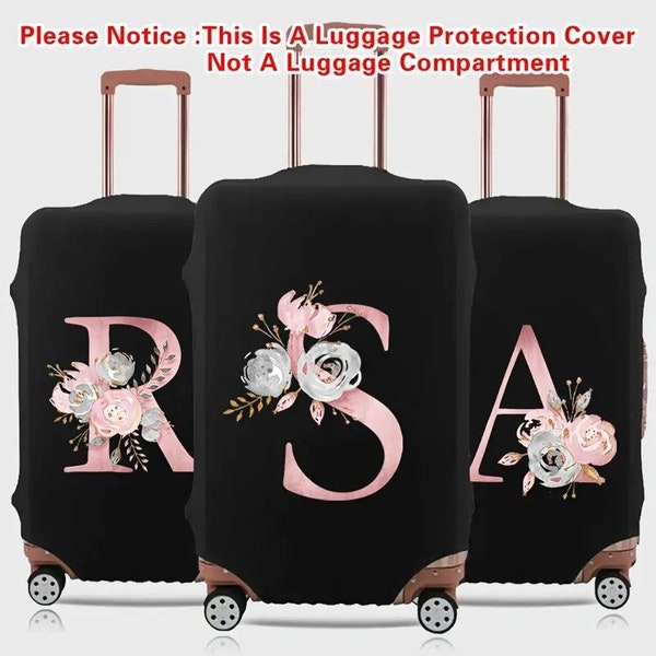 Travel Luggage Cover Protector, Elastic Protect Covers, Holiday Traveling Accessories Flower Letter Print Trolley Duffle Case Protect Sleeve