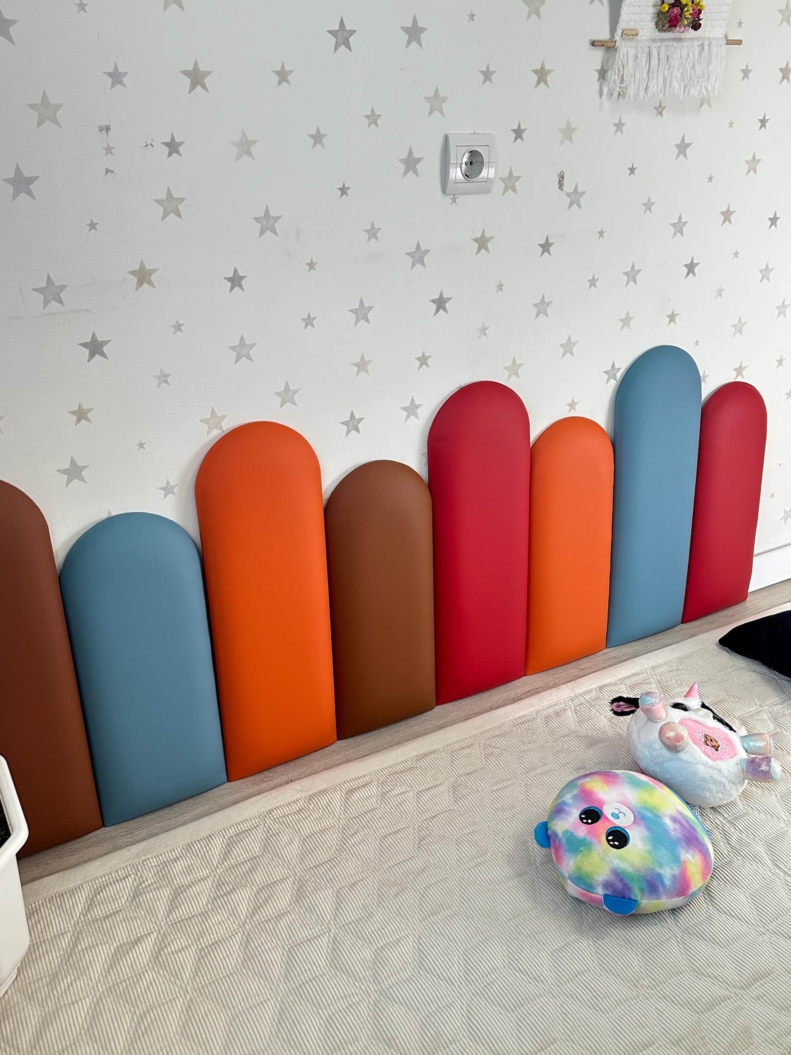 Colorful Wall Panels for Kids Room, Soft Upholstered Faux Leather ...