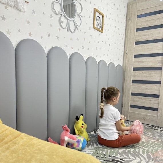 Kids Loggia Upholstered Wall Panels, Soft Rounded Wall Panels Bedroom Furniture, Padded Wall Panel Children's Room, Modern Leather Panels