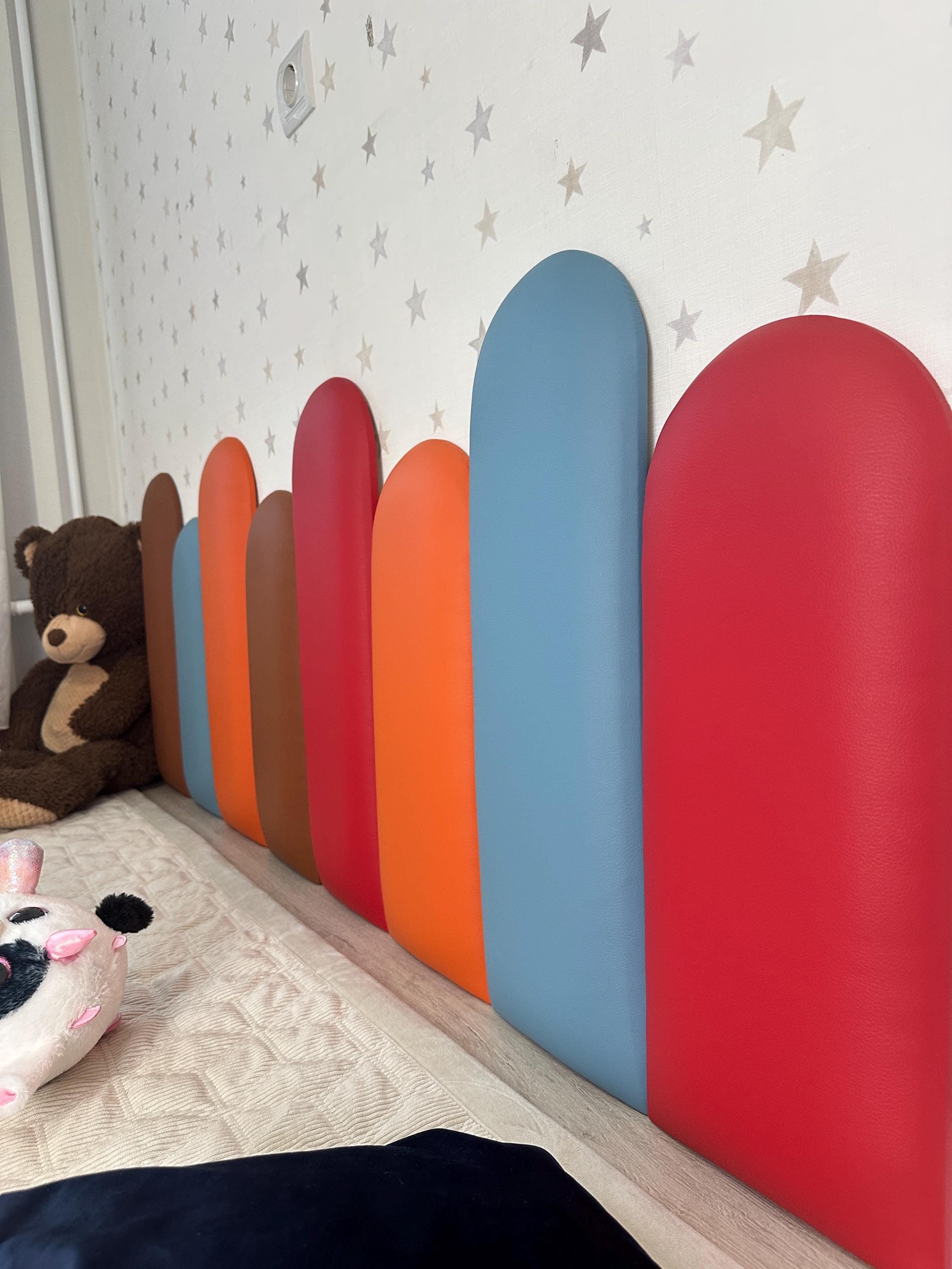 Colorful Wall Panels for Kids Room, Soft Upholstered Faux Leather ...