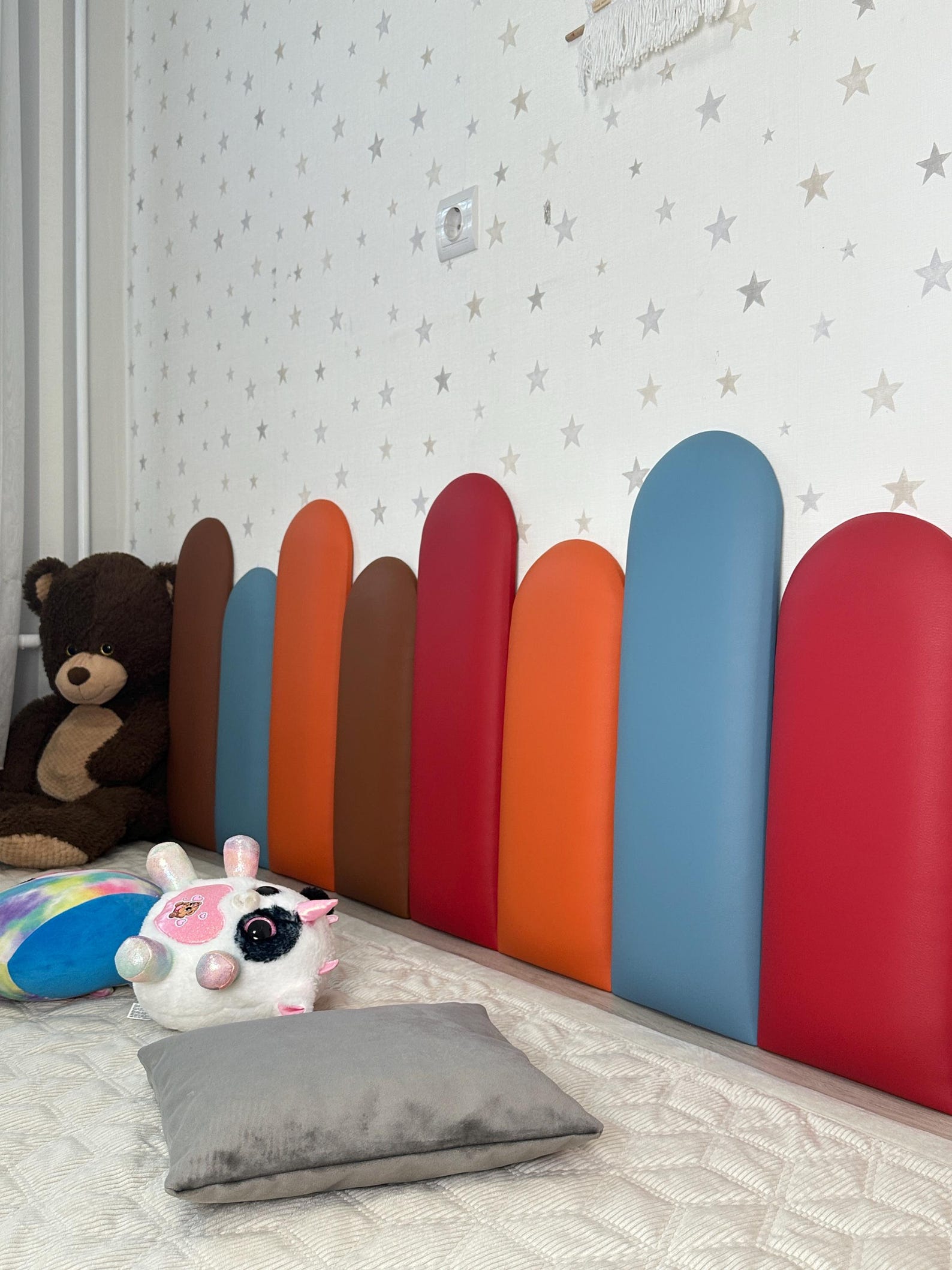 Colorful Wall Panels for Kids Room, Soft Upholstered Faux Leather ...