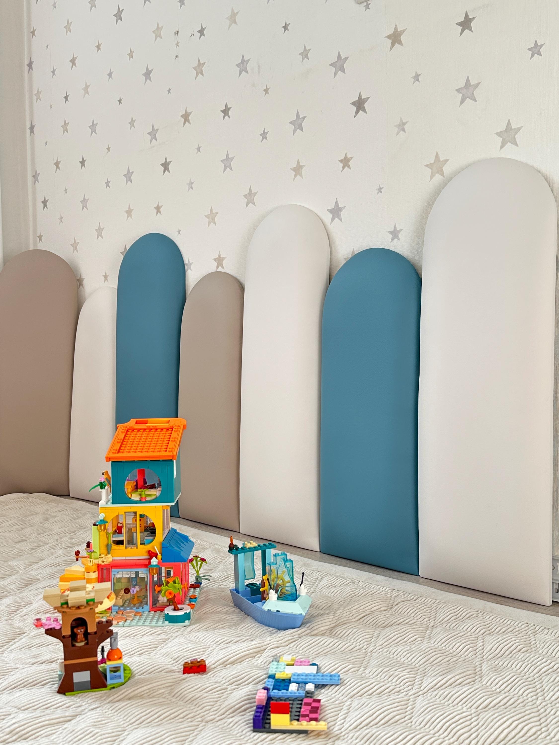 Kids Faux Leather Upholstered Wall Panels, Children's Room Decor