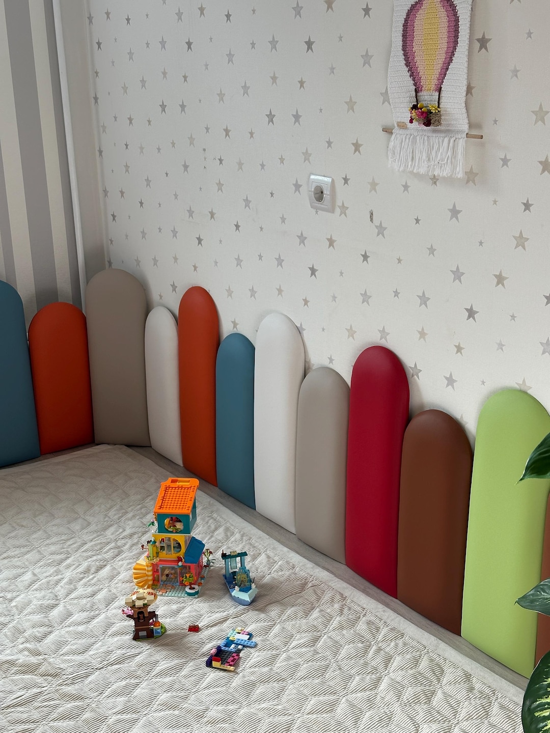 Upholstered Wall Panel, Rounded Rectangle Fabric Headboard for Kids ...