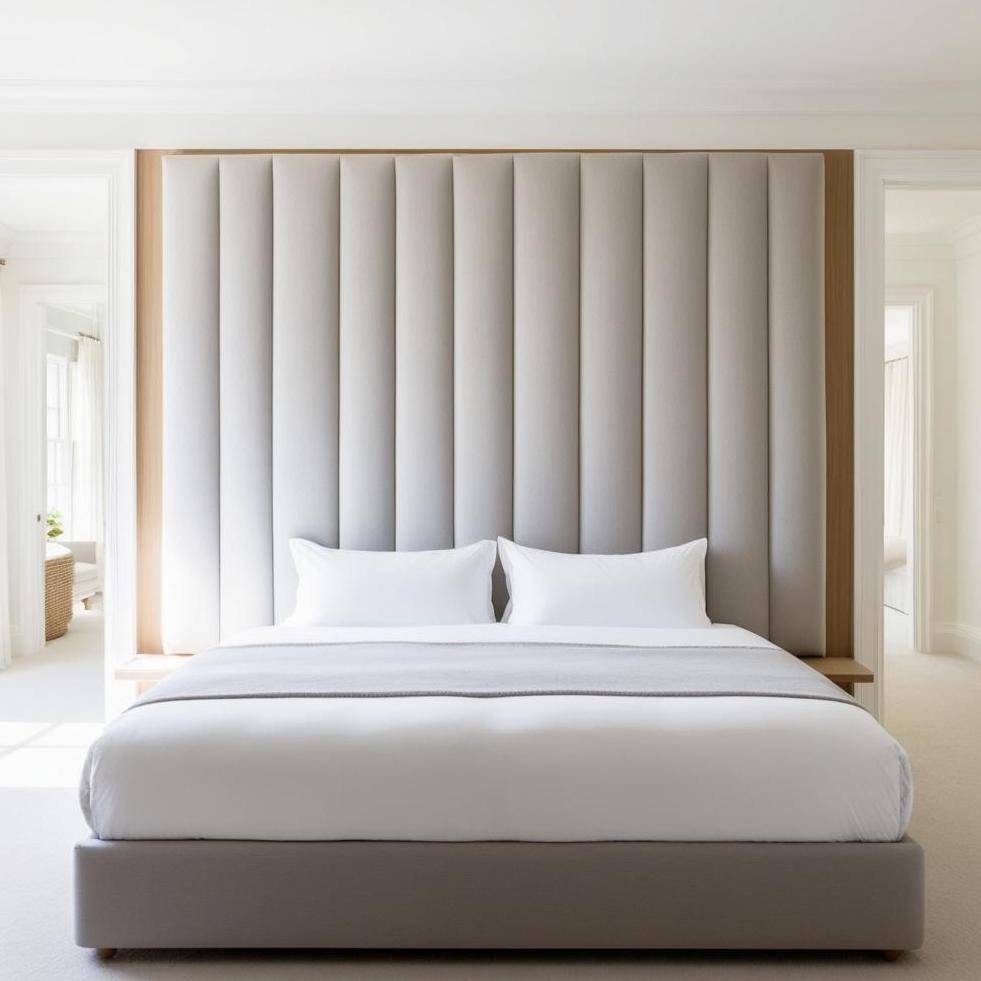 Custom Upholstered Headboard Wall Panels, Fabric or Faux Leather Padded Wall Panels, Peel and Stick Bed Headboard, Modern Bedroom Decor