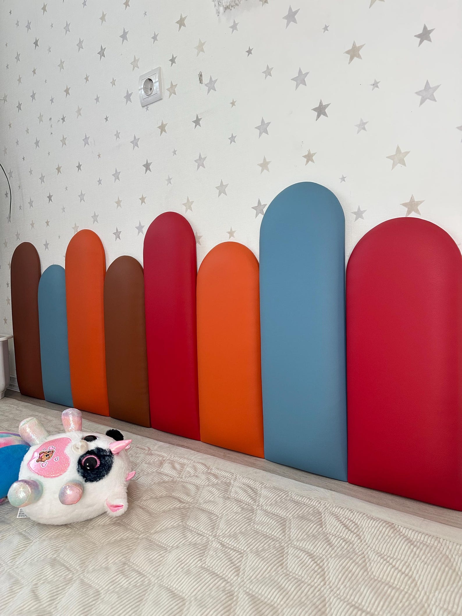 Colorful Wall Panels for Kids Room, Soft Upholstered Faux Leather ...