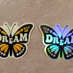 Adesivo farfalla da sogno olografico o fosforescente - bellissimo regalo per ricordare di sognare sempre - gitd