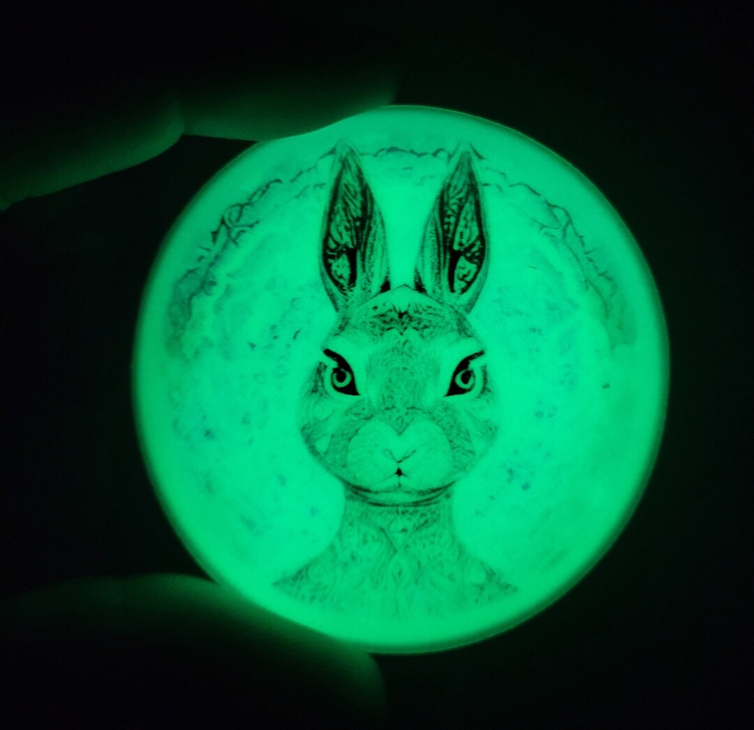 Lunar Rabbit Glow in the Dark Sticker With Bookmark Featuring Original ...