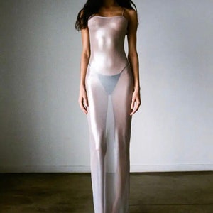 Woman Slick Transparent Dress Maxi Long Beach Wear Chic Elegant Top Skirt zdjęcie 4
