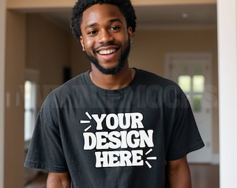 1717 Black Mockup, Comfort Colors C1717 Black Mockup, Black Male Mockup Tshirt Mockup, Cute Shirt Mockup, Trendy Oversized T Shirt Mockup