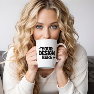 Mug Mockup | Blank Mug | Coffee Mug Mock Up | Mug Mockups | POD Ceramic Cup | White Cup Mock Up 15 oz Blank | Mug Mockup with Female Model