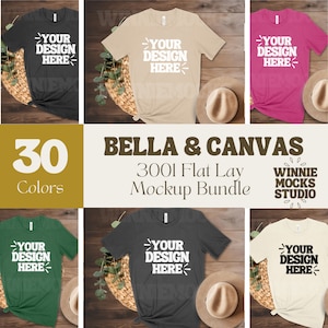 Bella Canvas 3001 Tshirt Mockup Bundle | 3001 Shirt Mock-up Bundle | Flat Lay Mock | Boho Neutral Casual Simple Bella Canvas T-Shirt Mockups