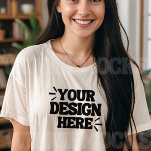 1717 White Mockup, Comfort Colors C1717 White Female Mockup, Real Model Tshirt Mockup, Cute Shirt Mockup, Trendy Oversized T Shirt Mockup