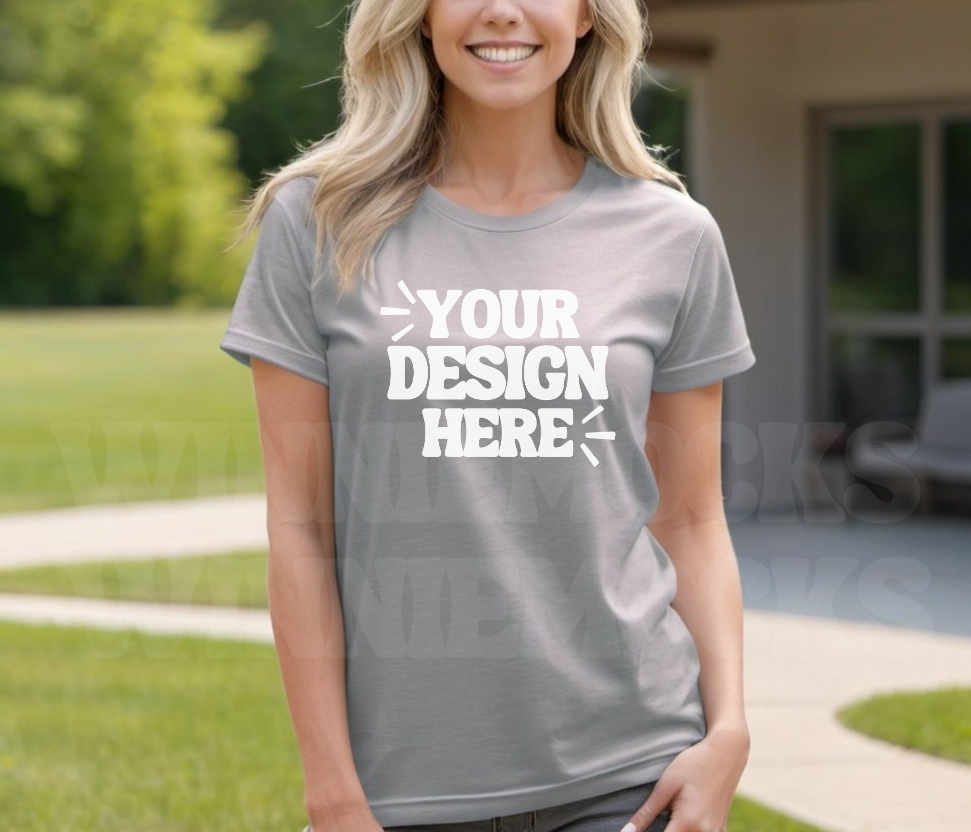 Bella Canvas 3001 Silver Tshirt Mockup | 3001 Grey T-shirt Mockup ...