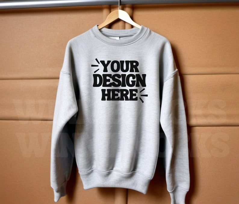 Gildan 18000 Sport Grey Sweatshirt Mockup G180 Sport Grey Crewneck ...