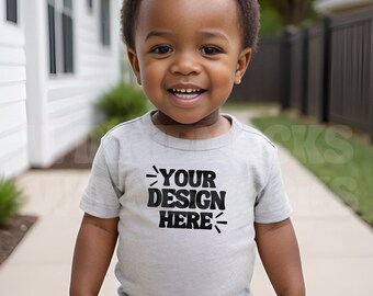 Kid Mockup | Bella Canvas 3001T Athletic Heather Tshirt Mockup | 3001T Gray T-shirt Mockup | Simple Toddler Boy Bella Canvas Shirt