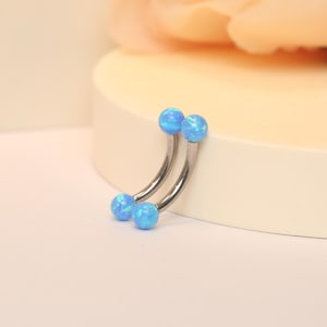 Blue Opal Eyebrow Jewelry 16G G23 Eyebrow Piercing Jewelry Curved Barbell Piercing Jewelry