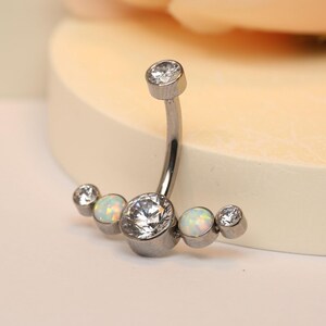Unique dazzling five-piece Australian zirconium belly button ring belly button piercing jewelry 10mm belly button barbell 14G G23
