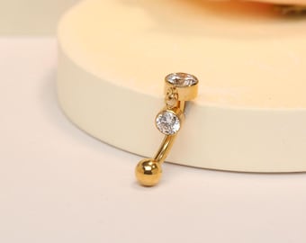 G23 pendentif or/argent anneau de nombril Piercing nombril 14G incurvé nombril haltère 8/10/12 mm