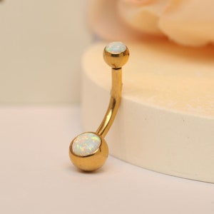 14G G23 Inlaid Cute Opal Navel Piercing Jewelry 10mm Inner Thread Belly Button Piercing Jewelry
