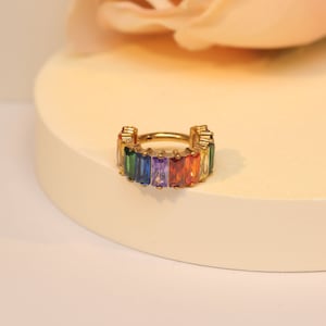 Shiny zircon nose ring/beautiful nose piercing jewelry/hinge segment ring/conch cartilage jewelry 316L 16G