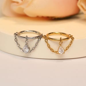 Dangling CZ with chain conch piercing jewelry/16G conch earrings/helix earrings/tragus conch piercing jewelry