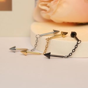 14G Double Arrow Chain Industrial Piercing Jewelry Surgical Steel Industrial Barbell/Industrial Earrings/Cartilage Piercing Jewelry 38mm