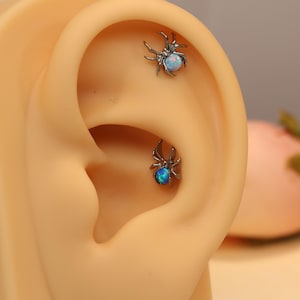 Cute Spider Piercing Jewelry 16G 18G Opal Conch Piercing Jewelry Titanium Flat Back Earring Stud Nose Stud Gold