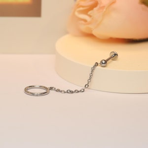 Silver/Gold Pendant Chain Jewelry Unique Double Piercing 316L Lip Stud Fashion Jewelry