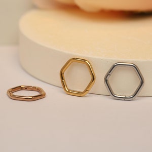 Hexagon Shape Septum Ring Nose Ring 16G Surgical Steel Hinged Nose Ring Septum Cartilage Piercing Jewelry