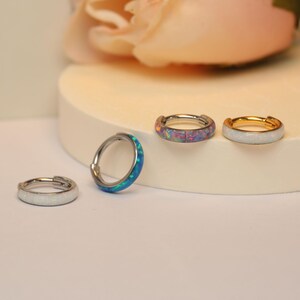 16G Opal Open Ring 316L Nose Hoop Opal Jewelry Nose Ring Hinge Segment Ring