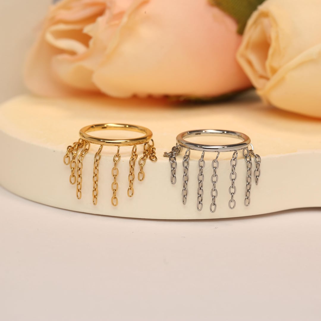 Unique Drop Chain Hoop Earrings Conch Piercing Hoop Piercing Jewelry 16G Surgical Steel Piercing - Etsy Japan