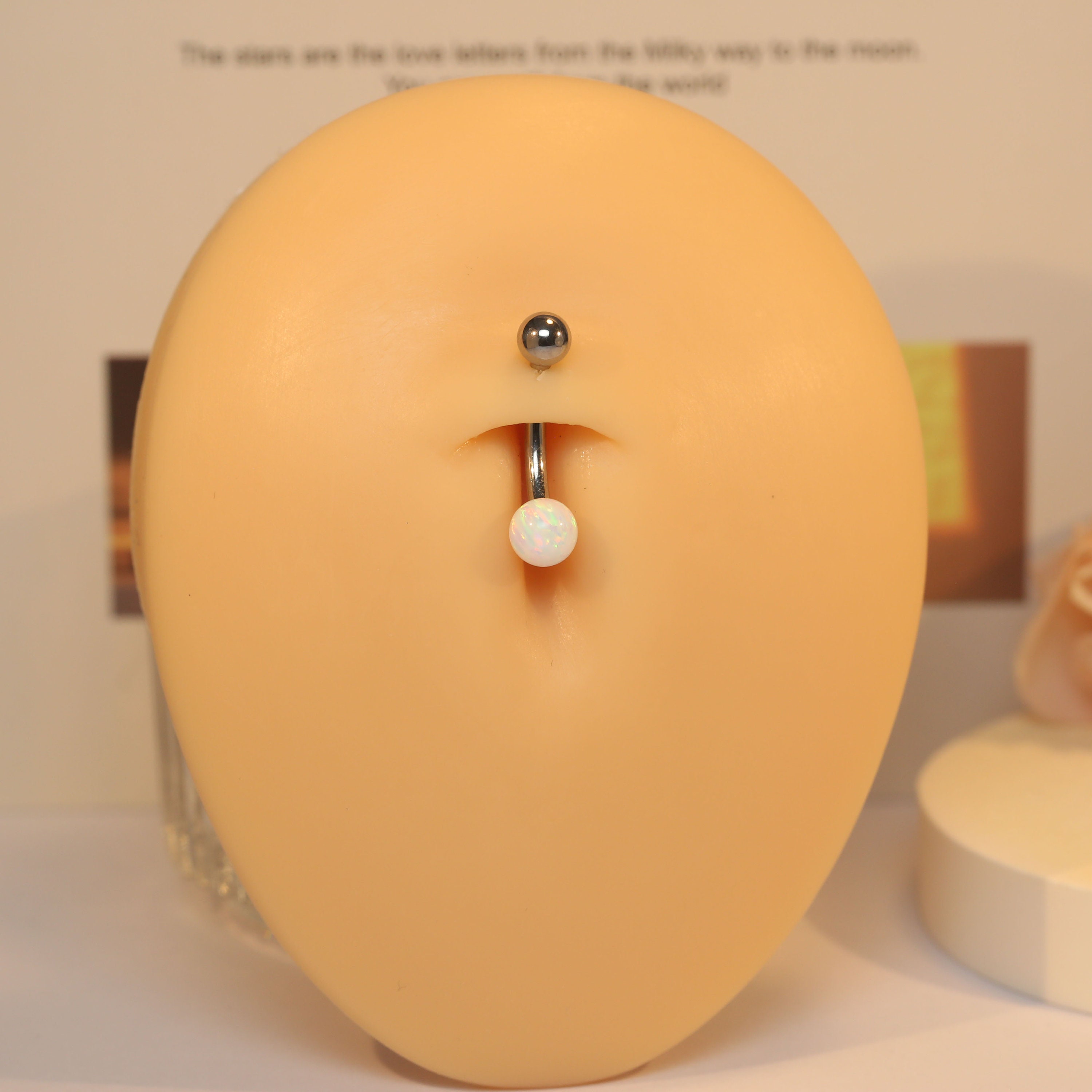 Cute Round Opal Belly Button Ring/titanium Belly Button Piercing/belly ...