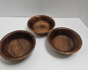 Set van 3 vintage houten diner-/saladekommen