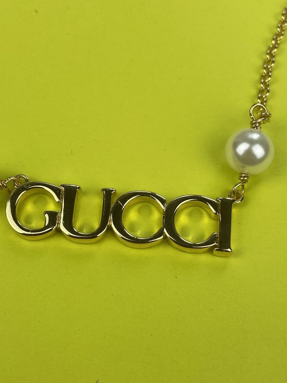 Vintage Gucci Gold Chain Pendant with Iconic Gucc… - image 2